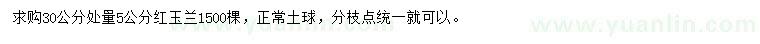 求購30量5公分紅玉蘭