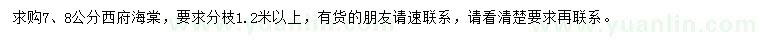 求購7、8公分西府海棠