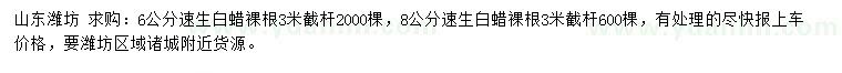 求購(gòu)6、8公分速生白蠟