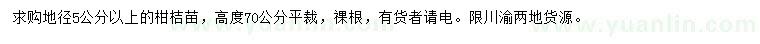求購(gòu)地徑5公分以上柑桔苗
