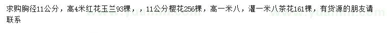 求購(gòu)胸徑11公分紅花玉蘭、櫻花
