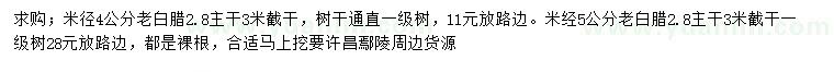 求購(gòu)米徑4、5公分老白臘