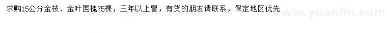求購(gòu)15公分金枝、金葉國(guó)槐