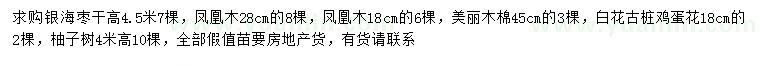 求購(gòu)銀海棗、鳳凰木、美麗木棉等