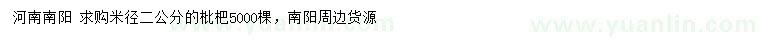 求購米徑2公分枇杷