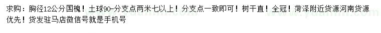 求購胸徑12公分國槐
