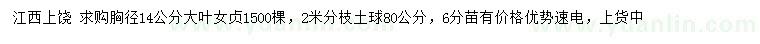 求購胸徑14公分大葉女貞