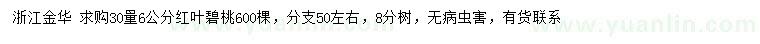 求購30量6公分紅葉碧桃