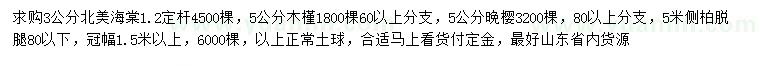 求購北美海棠、木槿、晚櫻等