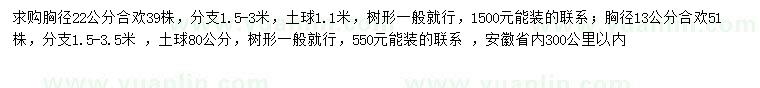 求購胸徑13、22公分合歡
