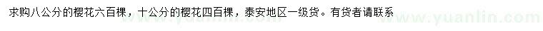 求購8、10公分櫻花