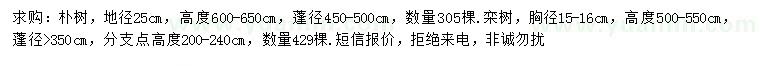 求購地徑25公分樸樹、胸徑15-16公分欒樹
