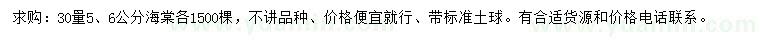求購(gòu)30量5、6公分海棠