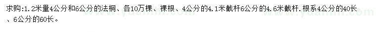 求購(gòu)1.2米量4、6公分法桐