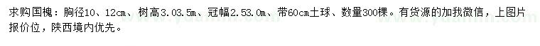 求購(gòu)胸徑10、12公分國(guó)槐