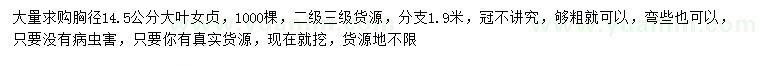 求購胸徑14.5公分大葉女貞