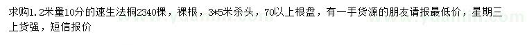 求購(gòu)1.2米量10分速生法桐