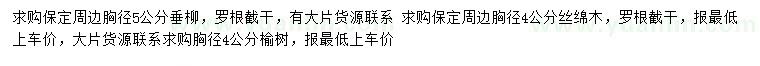 求購垂柳、絲棉木、榆樹