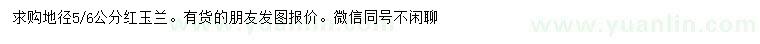 求購地徑5、6公分紅玉蘭