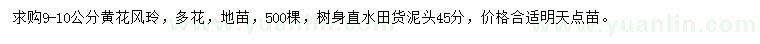 求購(gòu)9-10公分黃花風(fēng)玲