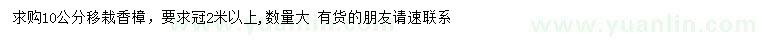 求購10公分移栽香樟