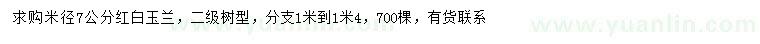 求購米徑7公分紅白玉蘭