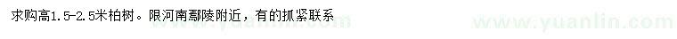 求購高1.5-2.5米柏樹