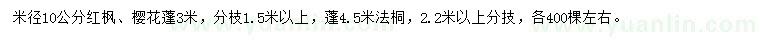 求購(gòu)紅楓、櫻花、法桐