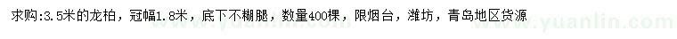 求購3.5米龍柏