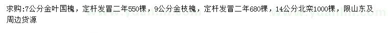 求購金葉國槐、金枝槐、北欒