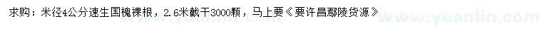 求購(gòu)米徑4公分速生國(guó)槐