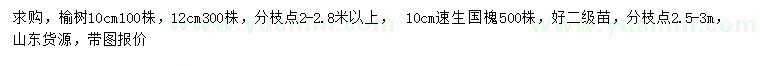 求購10、12公分榆樹、10公分速生國槐