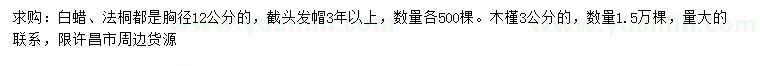 求購白蠟、法桐、木槿
