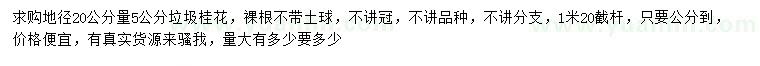 求購地徑20公分量5公分垃圾桂花
