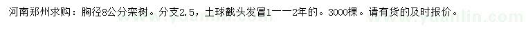 求購(gòu)胸徑8公分欒樹