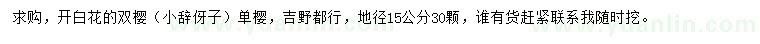 求購地徑15公分雙櫻