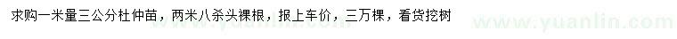 求購(gòu)1米量3公分杜仲苗