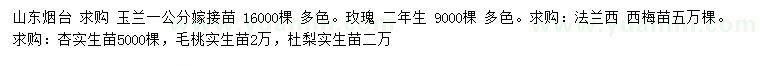 求購玉蘭嫁接苗、玫瑰、法蘭西西梅苗等