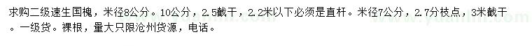 求購7、8、10公分速生國槐