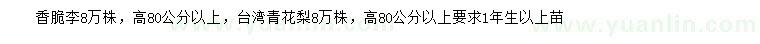 求購(gòu)高80公分以上香脆李、臺(tái)灣青花梨