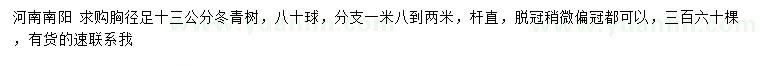 求購胸徑足13公分冬青樹
