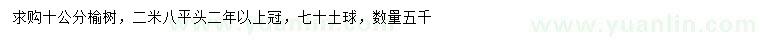 求購10公分榆樹
