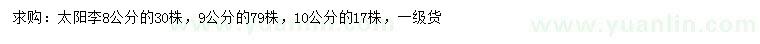 求購(gòu)8、9、10公分太陽(yáng)李