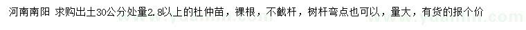 求購30公分處量2.8公分以上杜仲苗