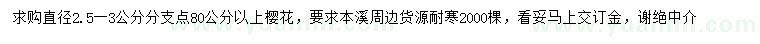 求購(gòu)直徑2.5-3公分櫻花