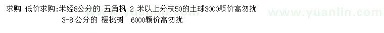 求購(gòu)米徑8公分五角楓、3-8公分櫻桃樹