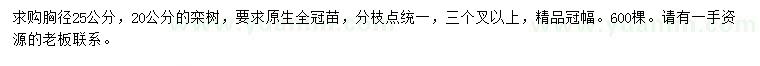 求購胸徑20、25公分欒樹(shù)