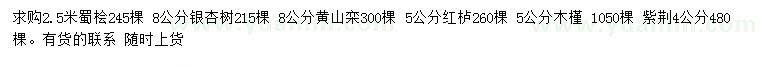 求購蜀檜、銀杏、黃山欒等