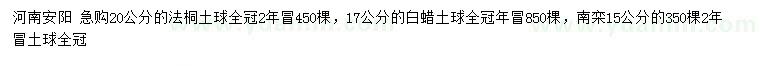 求購法桐、白蠟、南欒