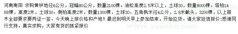 求購黃櫨、油松、塔柏等